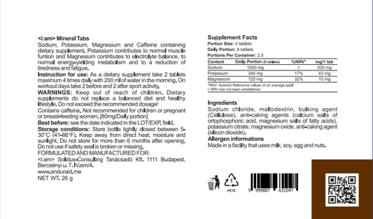 I:AM Mineral Tabs Sótabletta Koffeinnel 120 db-os kiszerelés